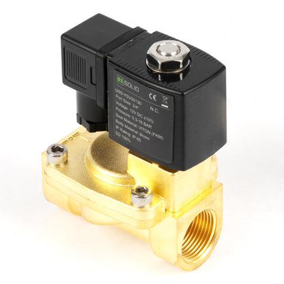 3/4" messing magneetventiel - 12V DC, normaal gesloten, 4,4-232 PSI, VITON-afdichting