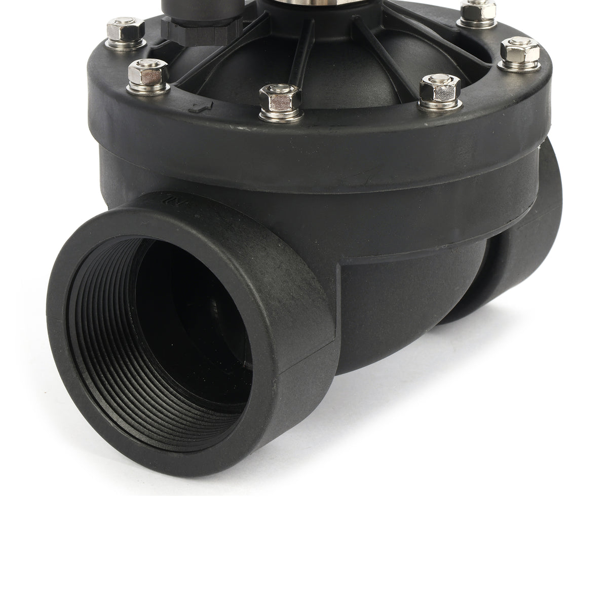 2" plastik PA66 magnetventil 12V DC, 0-5 bar, normalt lukket, NBR-tætning til vand og luft
