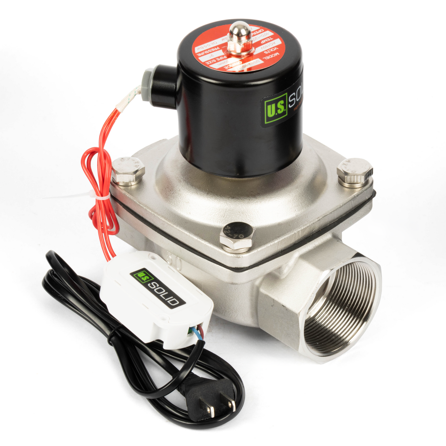 Stainless Steel Solenoid Valve 2" - 110V AC Smart Wi-Fi APP-Controlled Normally Closed