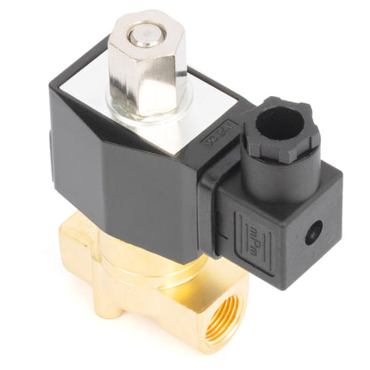 Katup Solenoid Elektrik Kuningan 3/8", DC 24V, Normally Open, Segel Viton