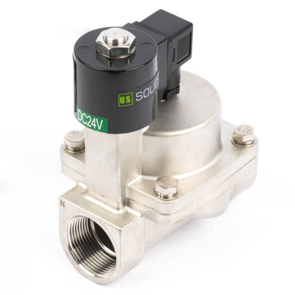 Högtemperaturmagnetventil - 1-1/2" rostfritt stål, 725 PSI, 24V DC, 302°F (150°C), normalt stängd, VITON-tätning