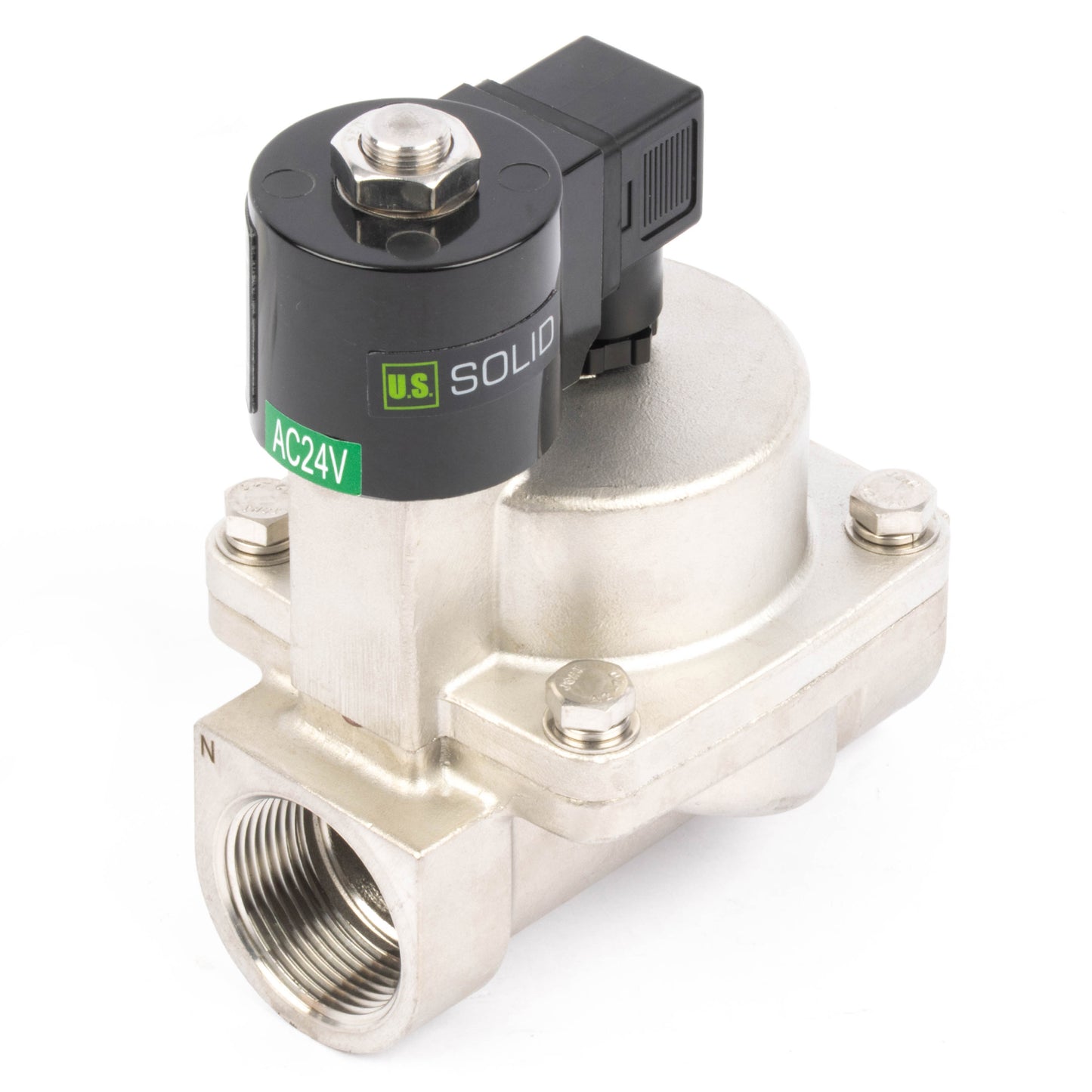 Électrovanne haute température - Acier inoxydable 1-1/4", 725 PSI, 24 V CA, 150 °C (302 °F), normalement fermée, joint VITON