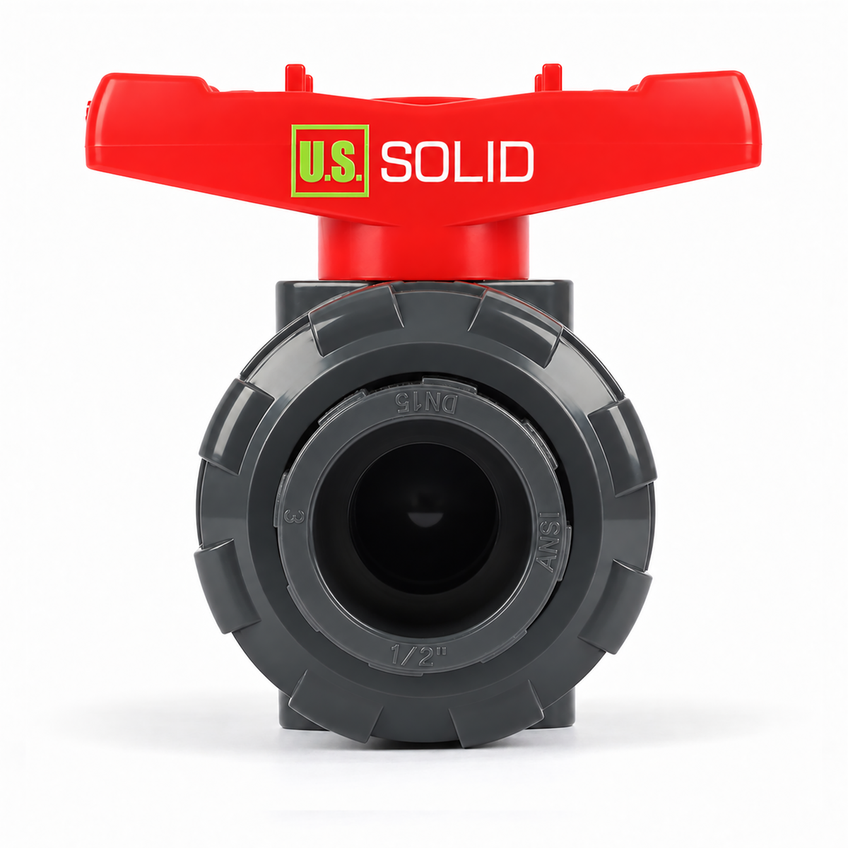 1/2" PVC True Union Ball Valve, Full Port, Slip Socket, Schedule 40 and 80 Compatible, 150 psi, PTFE Seat, EPDM O-Ring, 2 Pack