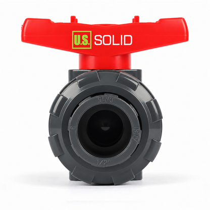 1/2" PVC True Union Ball Valve, Full Port, Slip Socket, Schedule 40 and 80 Compatible, 150 psi, PTFE Seat, EPDM O-Ring, 2 Pack