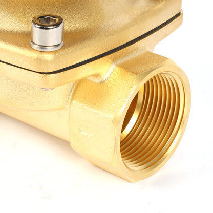 صمام الملف اللولبي الصلب الأمريكي - صمام الملف اللولبي الكهربائي النحاسي مقاس 1-1/4 بوصة 110 فولت تيار متردد، مغلق عادةً، مانع تسرب VITON