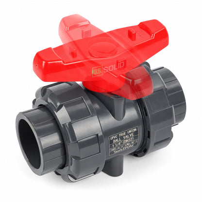 1-1/4" PVC True Union Ball Valve, Full Port, Slip Socket, Schedule 40 and 80 Compatible, 150 psi, PTFE Seat, EPDM O-Ring