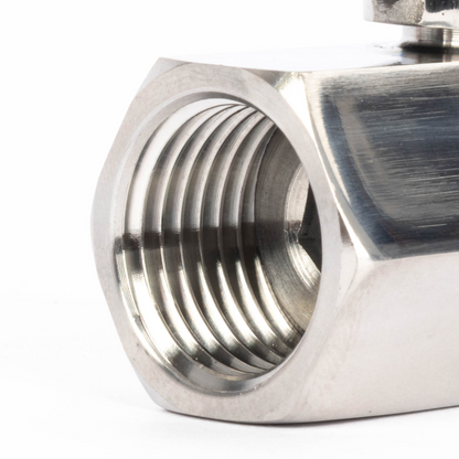 1/2" minikugleventil 304 rustfrit stål hun × han NPT gevind 2 stk.