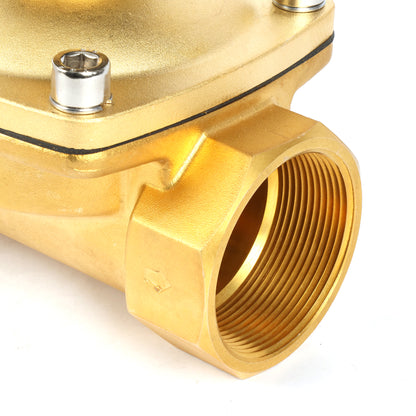 صمام الملف اللولبي الأمريكي الصلب مقاس 2 بوصة - صمام الملف اللولبي 110 فولت تيار متردد، جسم نحاسي، مغلق عادةً، مانع تسرب فيتون 