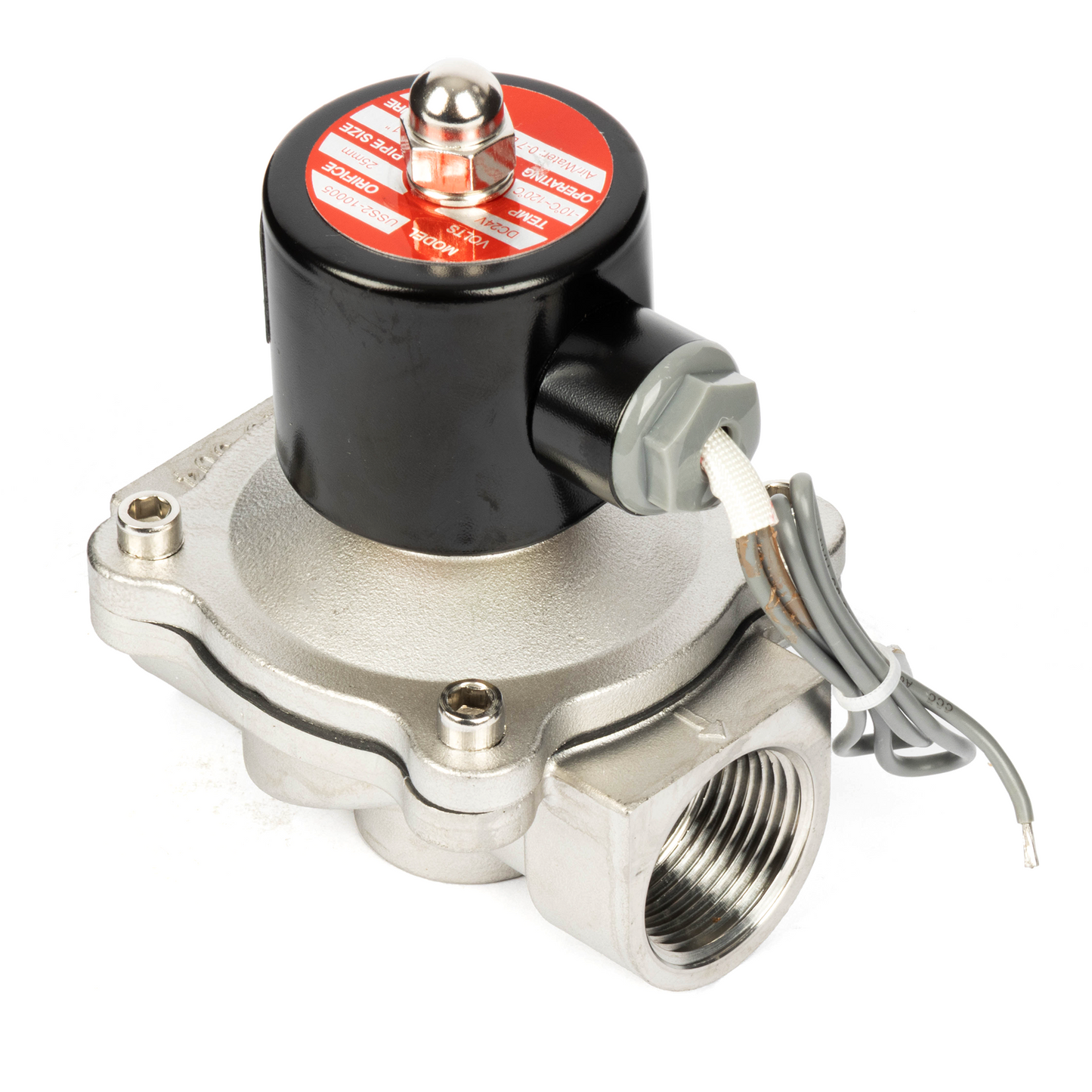 1" Stainless Steel Solenoid Valve - 24V DC Normally Closed, Viton Seal