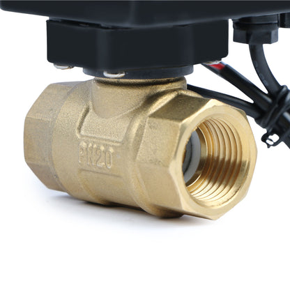 1/2" Motorized Ball Valve - Brass Electric Ball Valve with 3 Indicator Lights - 2 Wire Auto Return, Normally Closed, 9-36V AC/DC by U.S. Solid