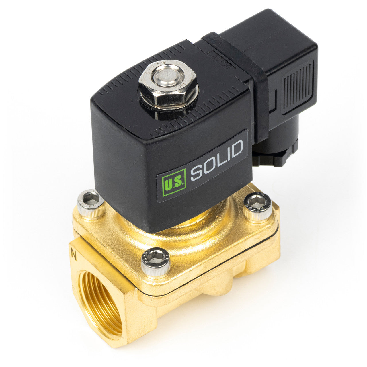 U.S. Solid 3/4" 12V DC Electric Solenoid Valve - Normally Closed, Brass Body, Viton Seal