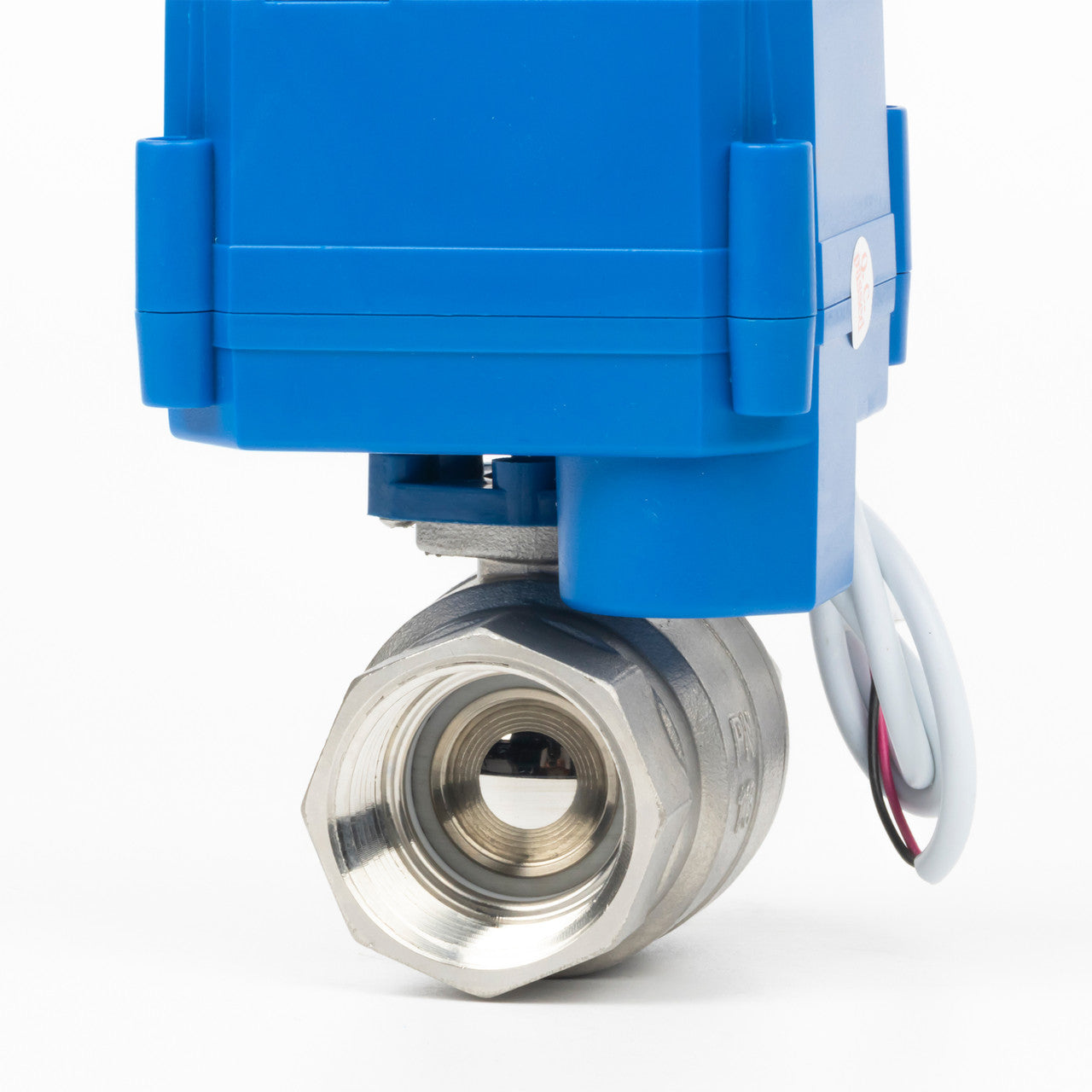 1" Motorized Ball Valve with Manual Function - 2 Wire Auto Return, Stainless Steel, 85-265V AC, Full Port, Normally Closed