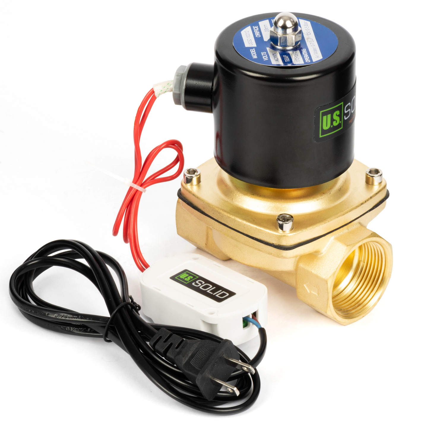 Brass Solenoid Valve 1-1/4" - 110V AC Smart Wi-Fi APP-Controlled Normally Closed