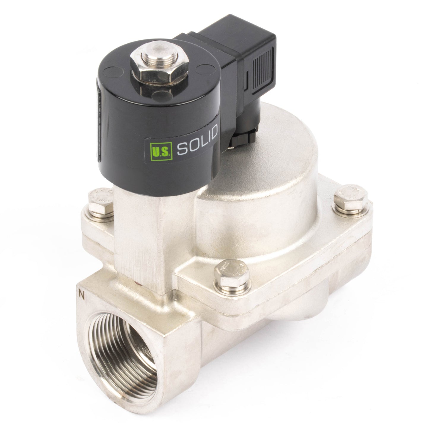 Høytemperatur magnetventil - 1-1/2" rustfritt stål, 725 PSI, 110V/220V AC, 302°F (150°C), normalt lukket, VITON-tetning