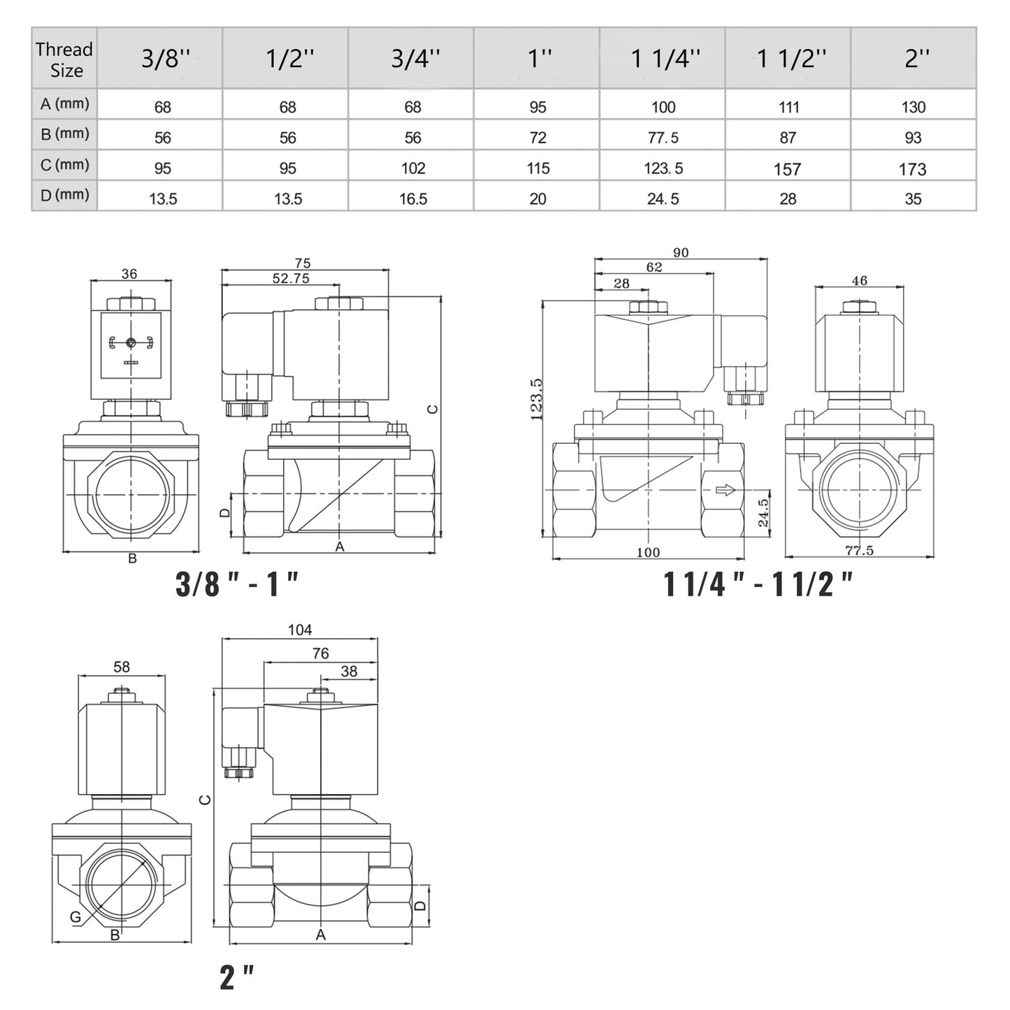 Válvula solenoide eléctrica de latón de 1", 110 V CA, normalmente cerrada, 145 PSI, VITON