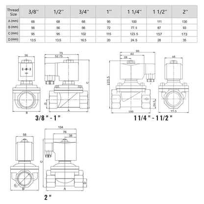 Válvula solenoide eléctrica de latón de 1", 110 V CA, normalmente cerrada, 145 PSI, VITON