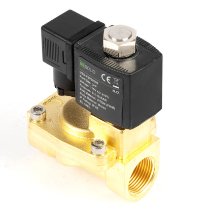 صمام لولبي نحاسي ¾ بوصة - 110 فولت تيار متردد/220 فولت تيار متردد، مفتوح عادةً، 4.4-232 رطل لكل بوصة مربعة، مانع تسرب من الفيتون