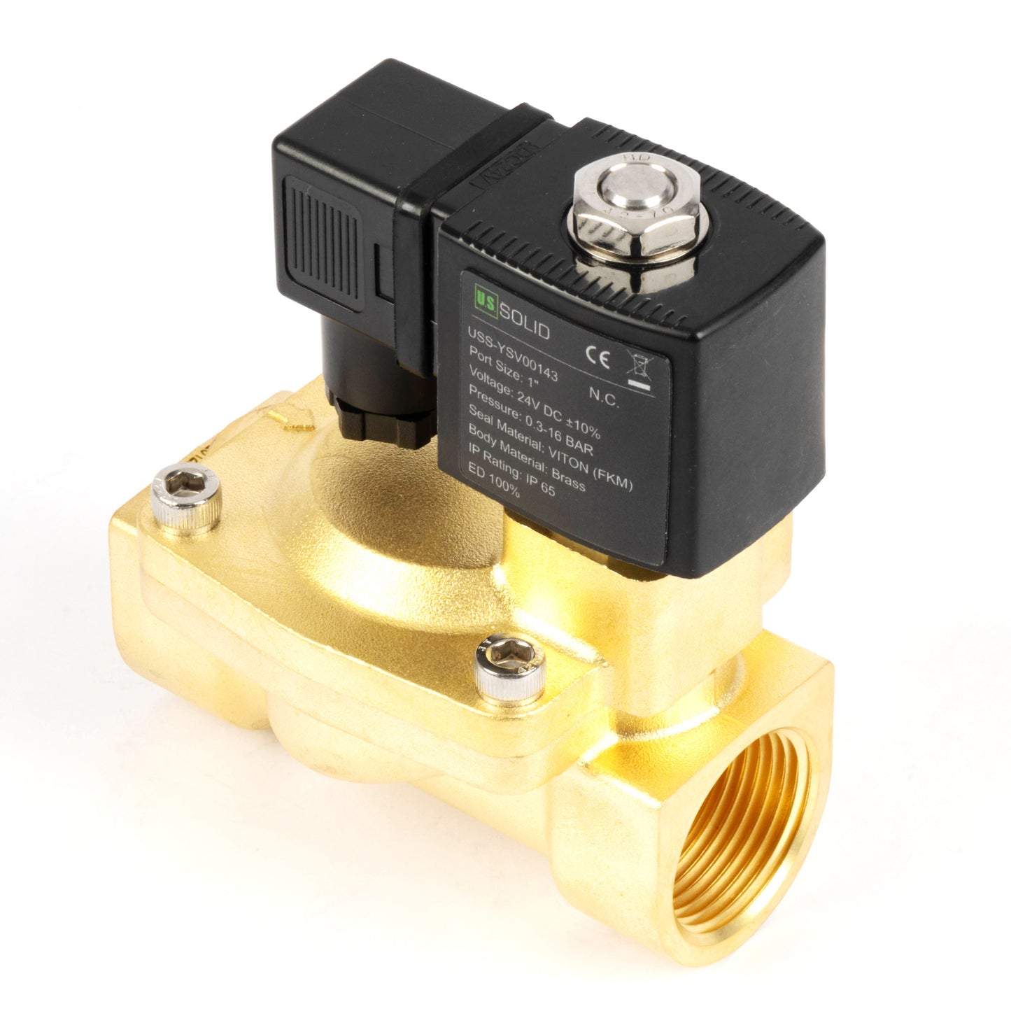 1-calowy zawór elektromagnetyczny mosiężny - 24 V DC, normalnie zamknięty, 4,4-232 PSI, uszczelka VITON