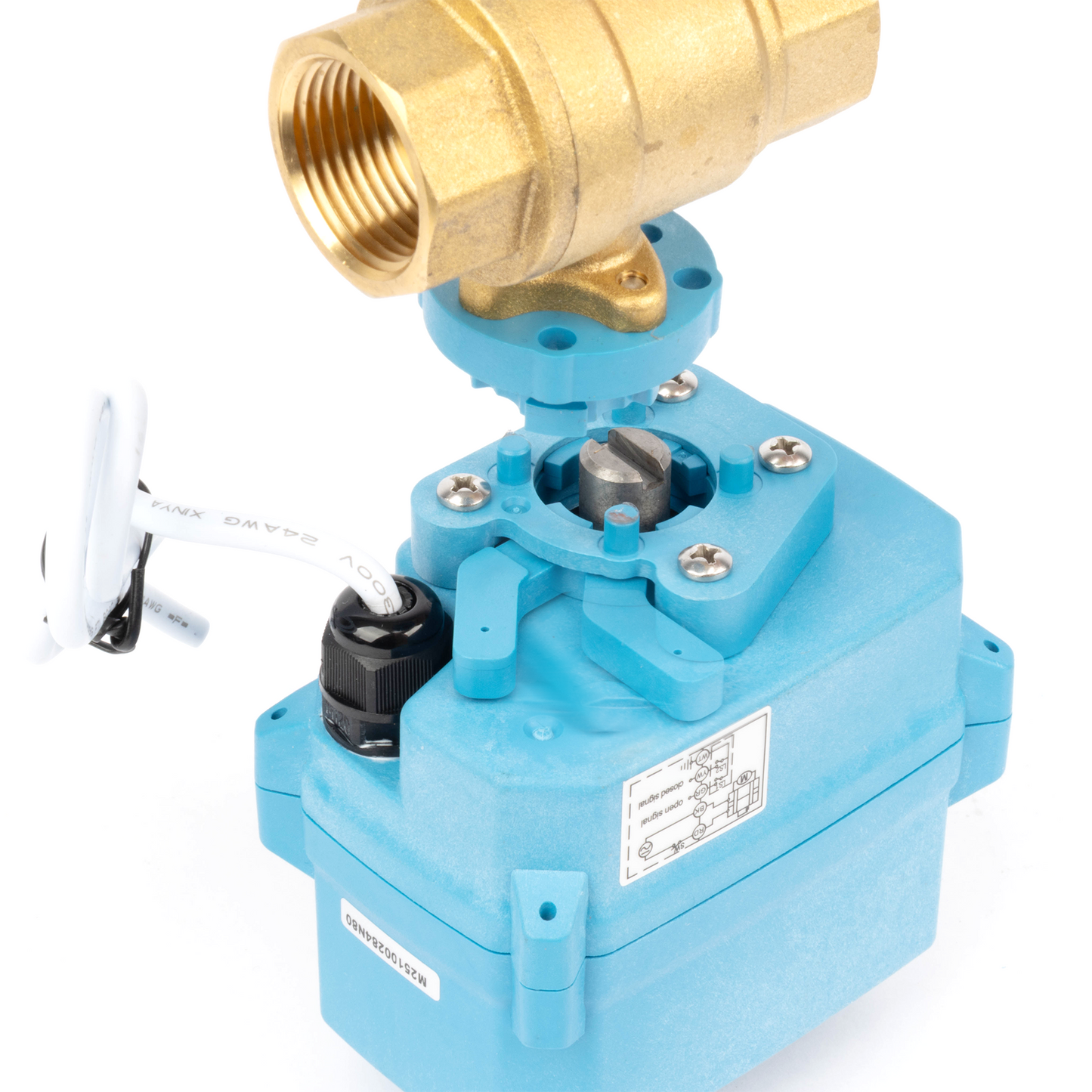 1/2" Quick-Release Motorized Ball Valve - Brass, DC12~24V/AC24V, 2-Wire Auto-Return with Manual Override, IP67