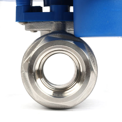 Motorized Ball Valve- 1/2" Stainless Steel Ball Valve with Manual Function, Full Port, 9-24V AC/DC and 2 Wire Auto Return Setup, Normally Open