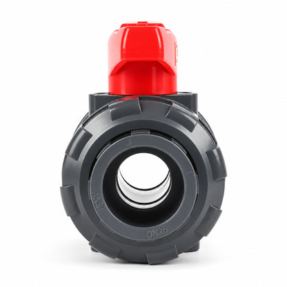 1" PVC True Union-kugleventil, fuld port, glidemuffe, kompatibel med Schedule 40 og 80, 150 psi, PTFE-sæde, EPDM O-ring
