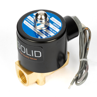 3/8" Brass Solenoid Valve - 24V DC Normally Closed, Viton Seal