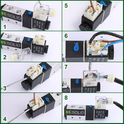 1/4" 5 Way 2 Position Pneumatic Electric Solenoid Valve AC 110 V, Normally Closed