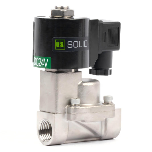 High Temperature Solenoid Valve - 3/8" Stainless Steel, 725 PSI, 24V DC, 302°F (150°C), Normally Closed, VITON Seal