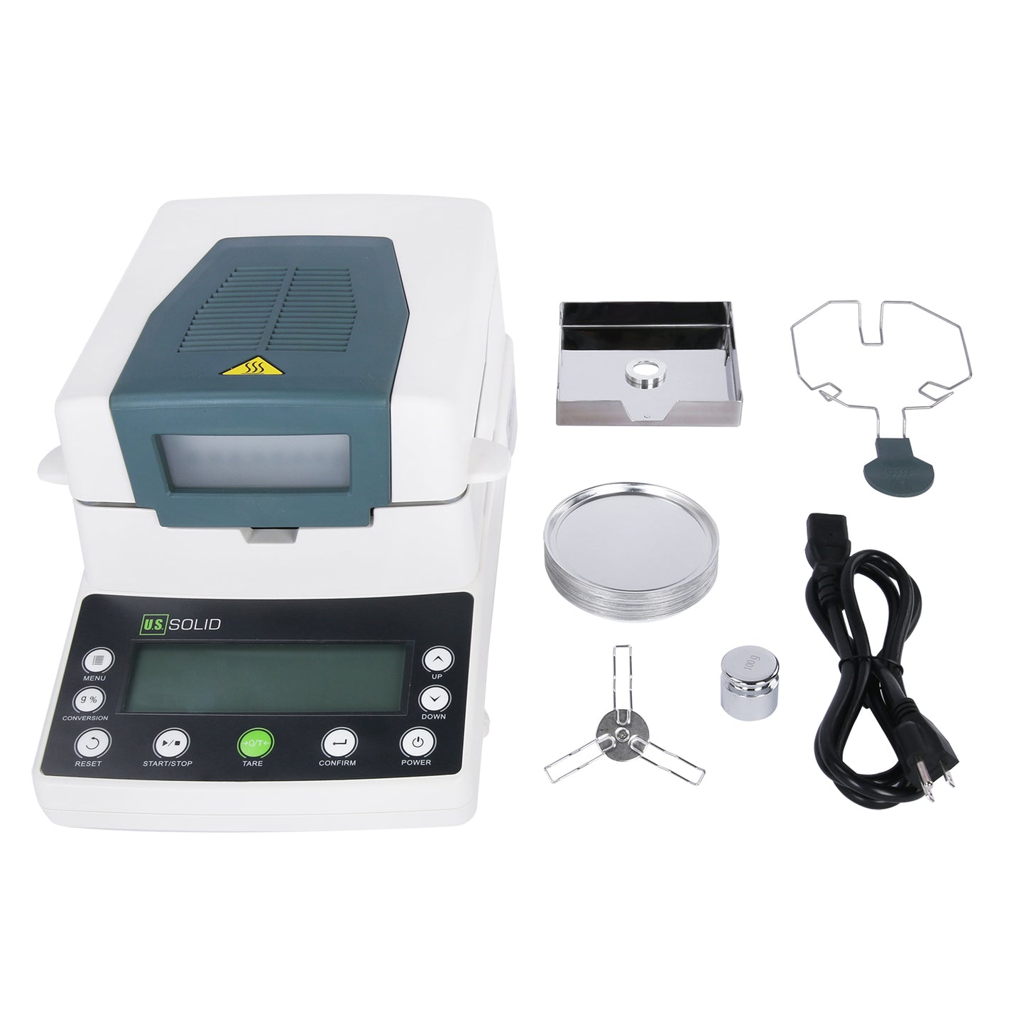 Moisture Analyzer-110g x 5mg, 0.1% Readability Halogen Moisture Balance by U.S. Solid