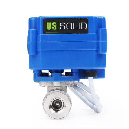 U.S. Solid Motorized Ball Valve- 1/4" Stainless Steel Electrical Ball Valve with Full Port, 9-24 V AC/DC, 2 Wire Auto Return, Normally Open