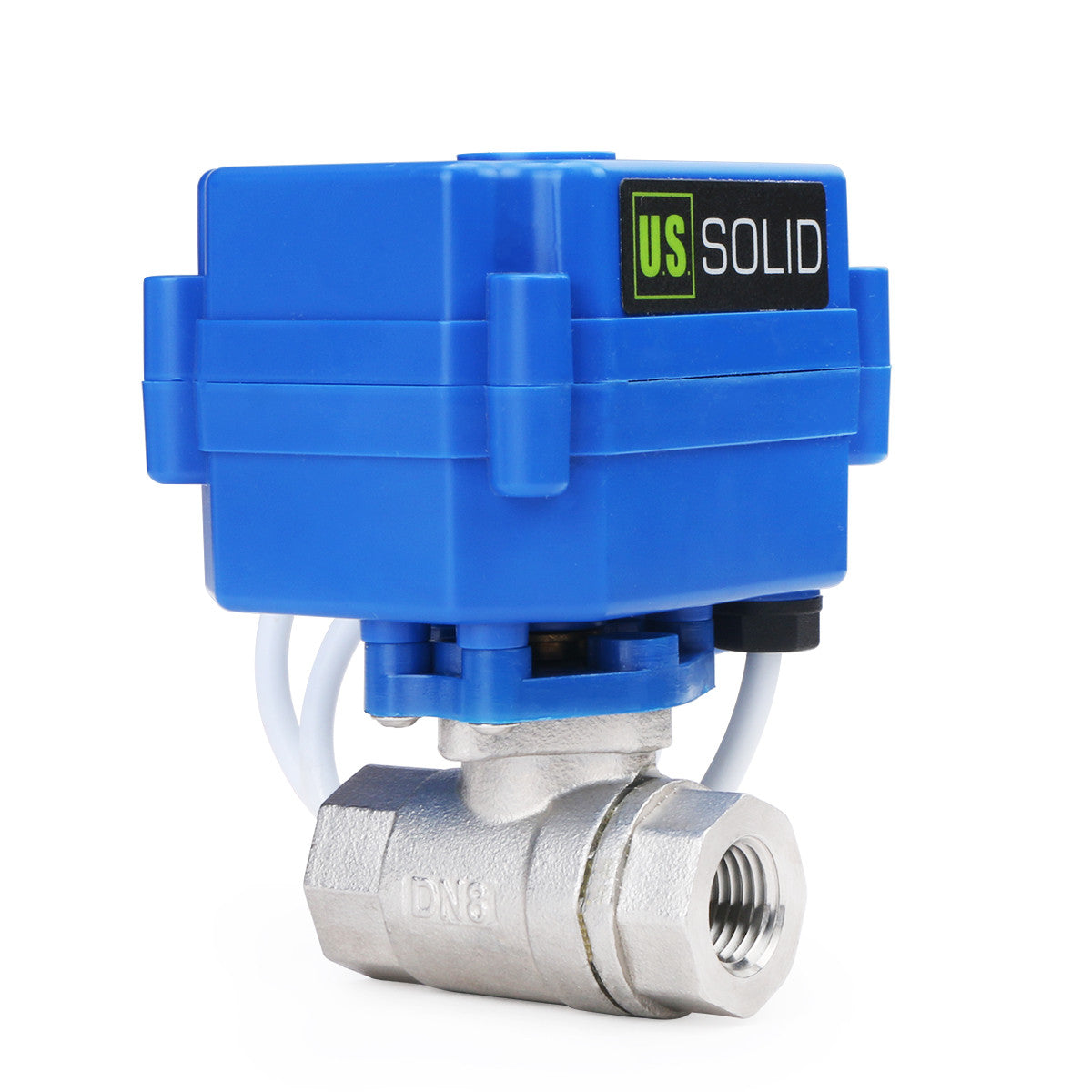 U.S. Solid Motorized Ball Valve- 1/4” Stainless Steel Electrical Ball Valve with Full Port, 9-24 V AC/DC, 2 Wire Auto Return, Normally Open