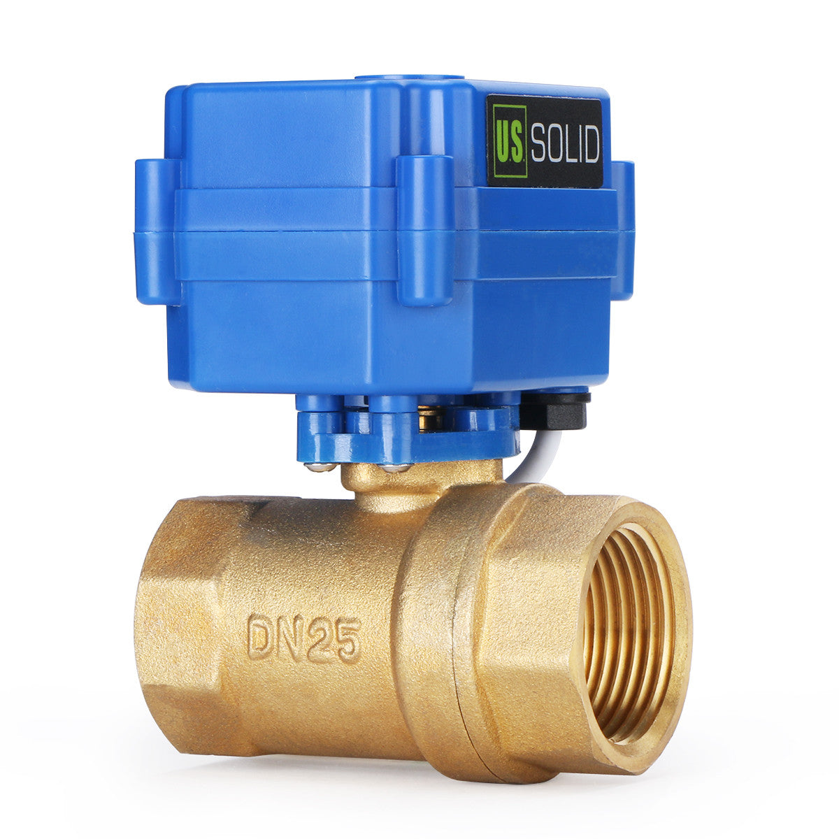 U.S. Solid Motorized Ball Valve- 1” Brass Electrical Ball Valve with Standard Port, 9-24 V AC/DC, 2 Wire Auto Return, Normally Open