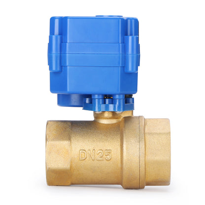 U.S. Solid Motorized Ball Valve- 1" Brass Electrical Ball Valve with Standard Port, 9-24 V AC/DC, 2 Wire Auto Return, Normally Open