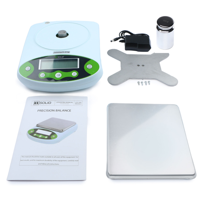 U.S. Solid 1 kg x 0.01 g Precision Balance Digital Lab Scale, Rectangular SS Pan