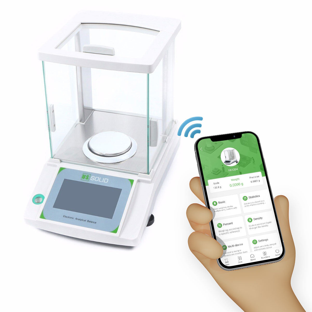 0.1mg Mobile-controlled Analytical Balance, 0.0001g x 200g Bluetooth-connected Lab Precision Balance, Touch Screen