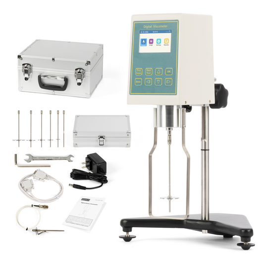 Digital Rotational Viscometer, 80 to 80,000,000 mPa.s, ±1%, Spindles R2 to R7, 0.1 to 200 rpm, 3.0 in TFT Screen, RS232, 100 - 240 V AC
