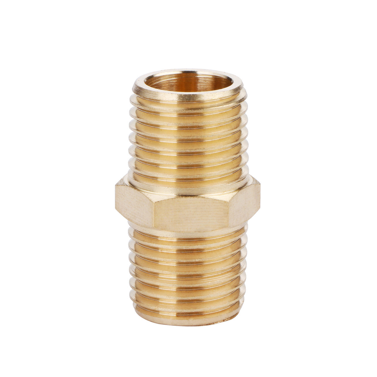 U.S. Solid Brass Hex Nipple - 1/4" x 1/4" NPT Male Pipe Fitting Adapter, 3/8" x 3/8", 1/2" x 1/2", 3/4" x 3/4", 1" x 1",  1/8"x1/8", 1/4"x1/8", 3/8"x1/8", 3/8"x1/4", 1/2"x1/4", 1/2"x3/8", 3/4"x1/2"