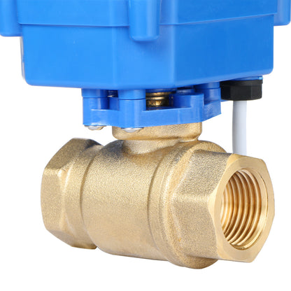 U.S. Solid Motorized Ball Valve- 1/2" Brass Electrical Ball Valve with Full Port, 9-24 V AC/DC, 2 Wire Auto Return, Normally Open