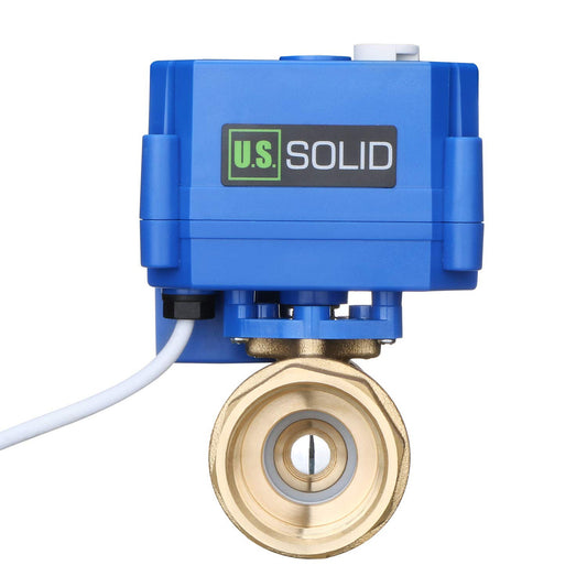 Motorized Ball Valve- 1" Brass Ball Valve with Manual Function, Standard Port, 9-24V AC/DC and 2 Wire Auto Return Setup by U.S. Solid