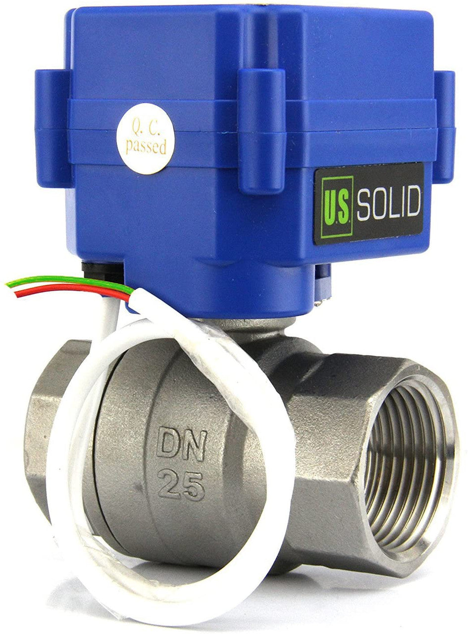 U.S. Solid Motorized Ball Valve- 1” Stainless Steel Electrical Ball Valve with Standard Port, 85-265 V AC, 2 Wire Auto Return