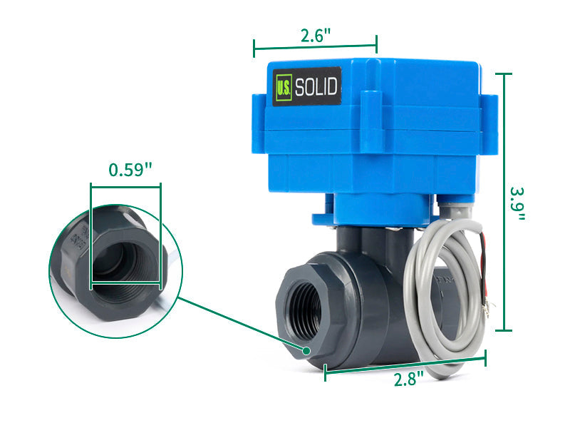 1/2インチ UPVC 電動ボールバルブ - 85-265V AC プラスチック製電動ボールバルブ、フルポート、2線式自動復帰、常時閉