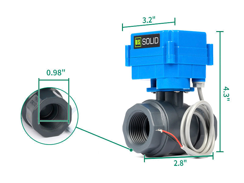 1" UPVC Motorized Ball Valve - 85-265V AC Plastic Electrical Ball Valve with Full Port, 2 Wire Auto Return, Normally Open