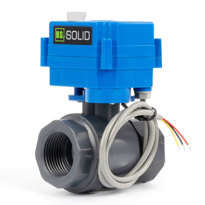 Valvola a sfera motorizzata in UPVC da 1" - Comando singolo a 3 fili con funzione manuale, 9-36 V CC