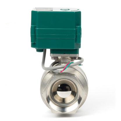 2" Motorlu Küresel Vana - Paslanmaz Çelik 3 Kablolu, 9-24V AC/DC Elektrikli Küresel Vana, Tam Geçişli, Normalde Kapalı, NSF Sertifikalı