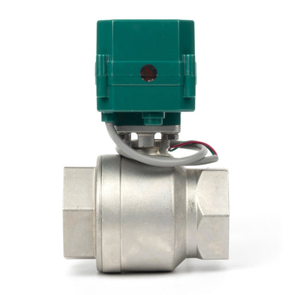 2" Motorlu Küresel Vana - Paslanmaz Çelik 3 Kablolu, 9-24V AC/DC Elektrikli Küresel Vana, Tam Geçişli, Normalde Kapalı, NSF Sertifikalı