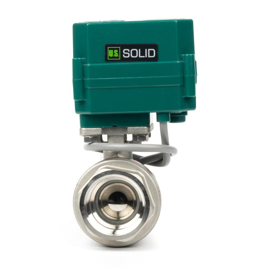 Zawór kulowy z napędem silnikowym 1-1/4" - stal nierdzewna, 3-żyłowy, 9-24 V AC/DC, elektryczny zawór kulowy z pełnym przelotem, normalnie zamknięty, certyfikat NSF