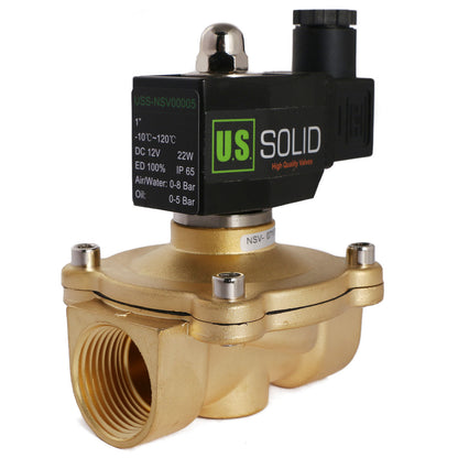 U.S. Solid 1" Brass Electric Solenoid Valve 12V DC Normally Closed VITON Air Water Oil Fuel