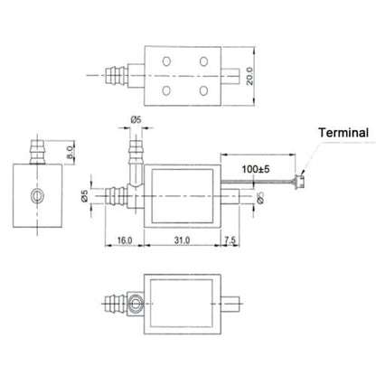 U.S. Solid Two-Way  Angle Mini Air Solenoid Valve DC 12 V