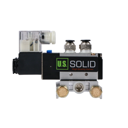 4V210-08 2 Position 5 Way 3 Pneumatic Solenoid Valves Manifold Base, AC 110V, Normally Closed