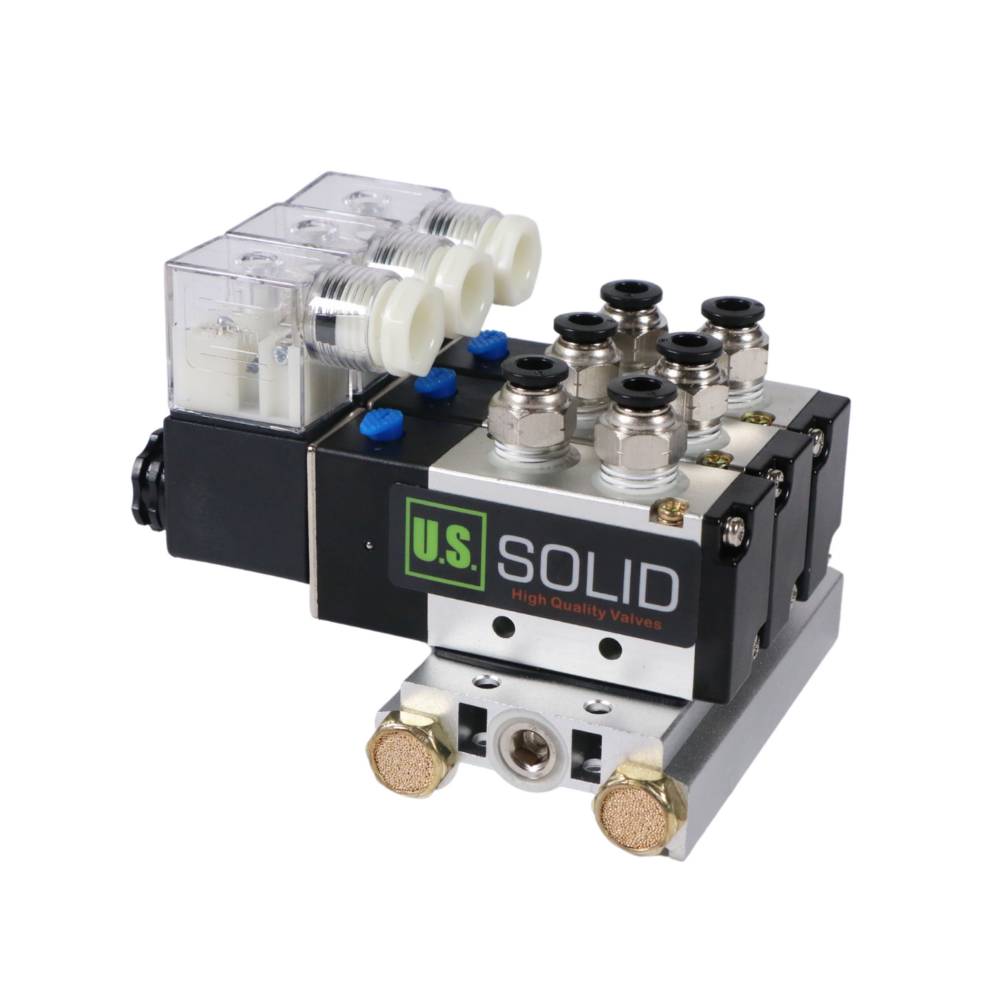 4V210-08 2 Position 5 Way 3 Pneumatic Solenoid Valves Manifold Base, AC 110V, Normally Closed